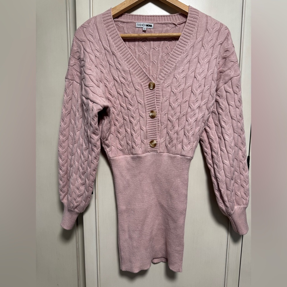 Fashion Nova Mini Pink Knit Dress - Picture 2 of 2